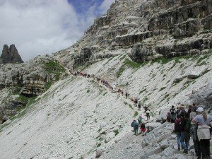 No choice but to get in line on this hike.